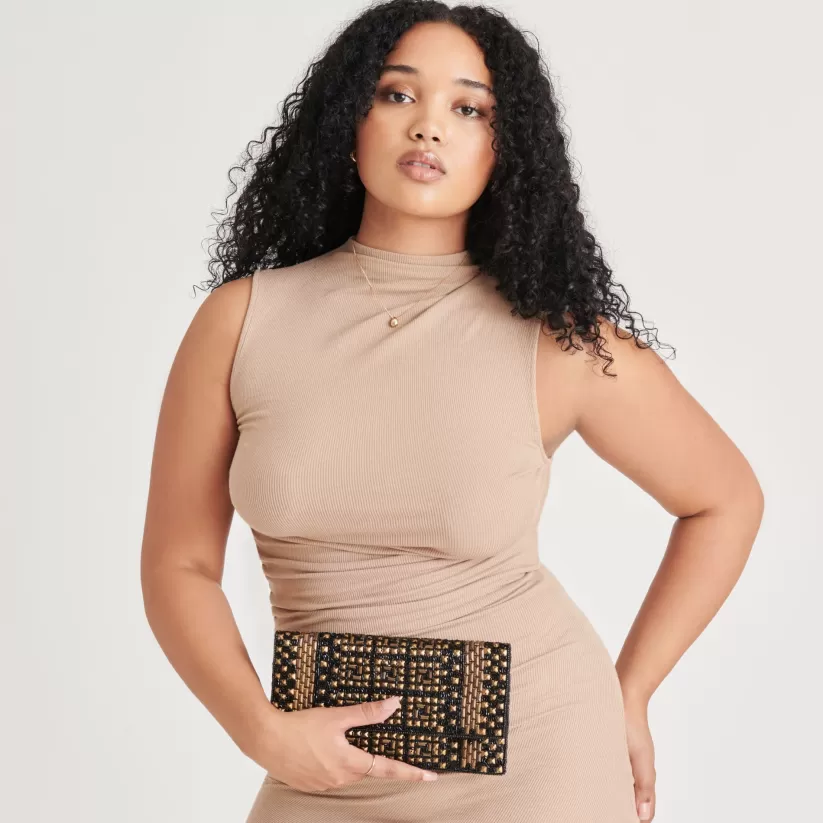 Make It Metallic | Dolce Vita AMALFI CLUTCH BLACK GOLD BEADED BLACKGOLDBEADED