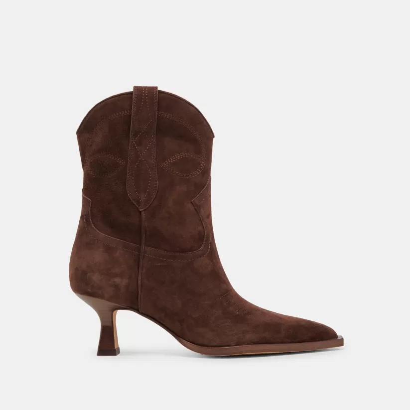 Western Inspired | Boots & Booties | Dolce Vita ANGEL BOOTIES DK BROWN SUEDE DKBROWNSUEDE