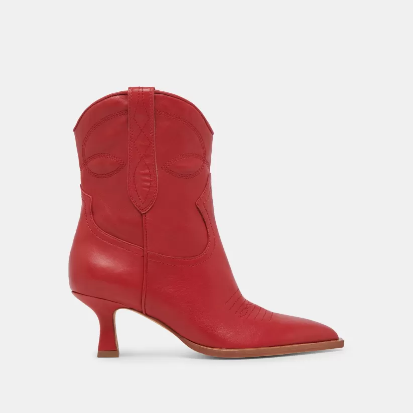 Western Inspired | Dolce Vita ANGEL BOOTIES RED LEATHER REDLEATHER