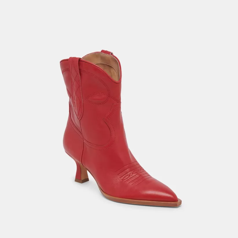 Western Inspired | Dolce Vita ANGEL BOOTIES RED LEATHER REDLEATHER