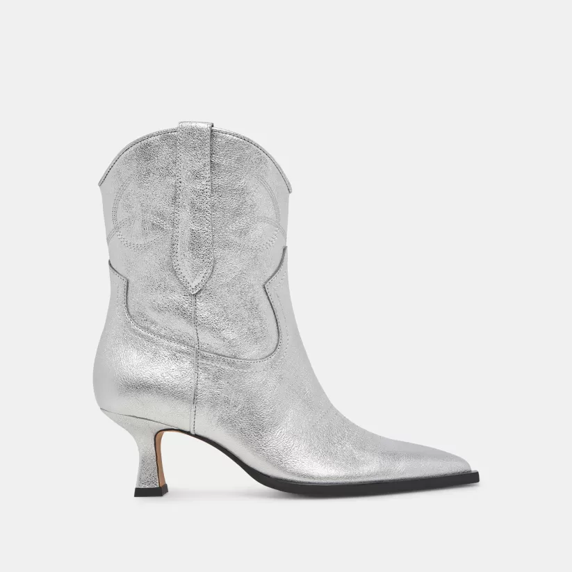 Western Inspired | Dolce Vita ANGEL BOOTIES SILVER METALLIC LEATHER SILVERMETALLICLEATHER