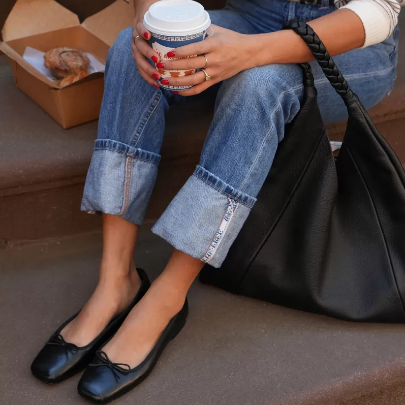 Ballet Flats | Extended Sizing | Dolce Vita ANISA BALLET FLATS BLACK LEATHER BLACKLEATHER