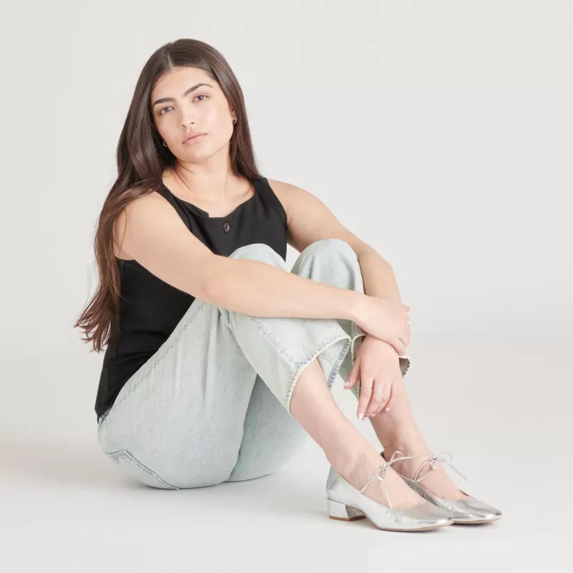 Mary Janes | Make It Metallic | Dolce Vita ARDIEN HEELS SILVER CRINKLE PATENT SILVERCRINKLEPATENT