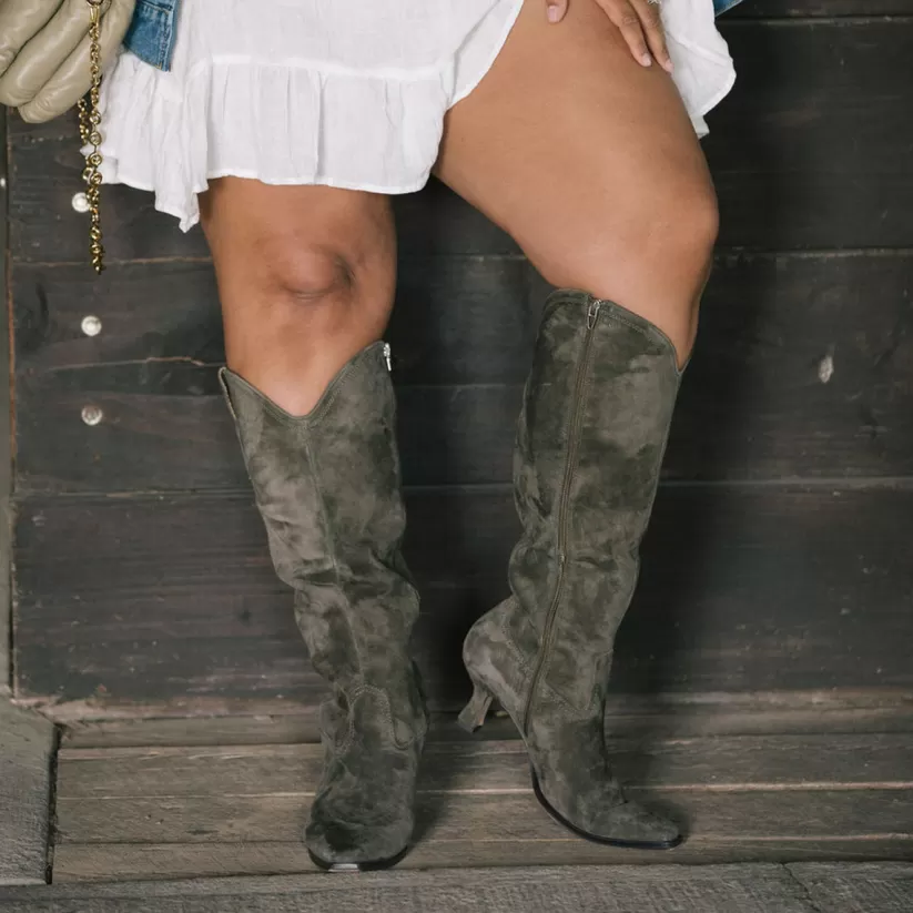 Western Inspired | Tall Boots | Dolce Vita ARIANA WIDE CALF BOOTS ARMY SUEDE ARMYSUEDE