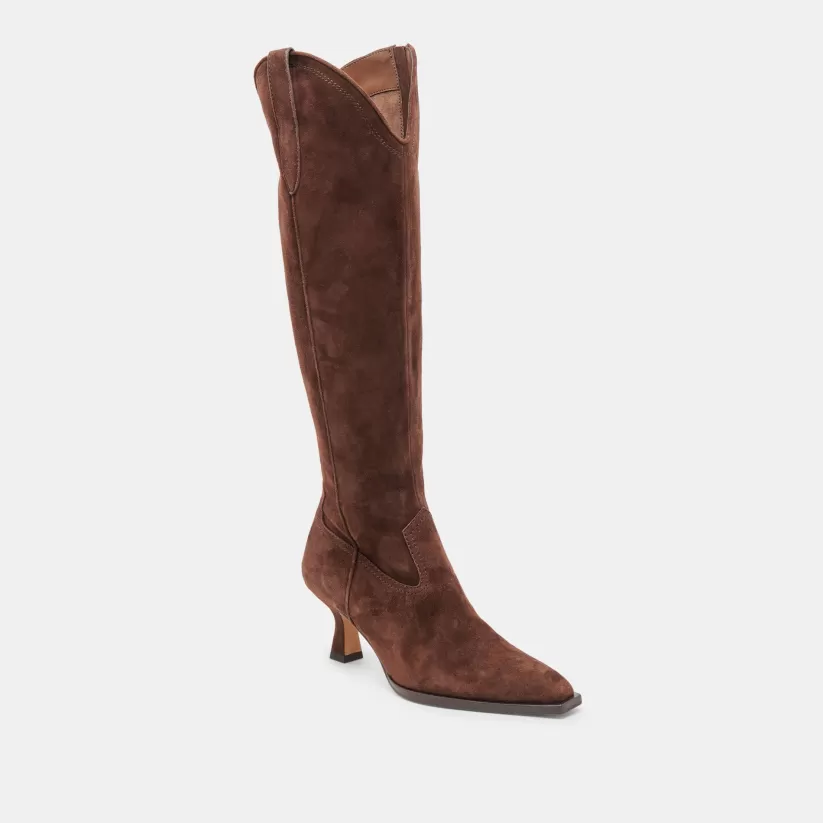 Western Inspired | Tall Boots | Dolce Vita ARIANA WIDE CALF BOOTS DK BROWN SUEDE DKBROWNSUEDE