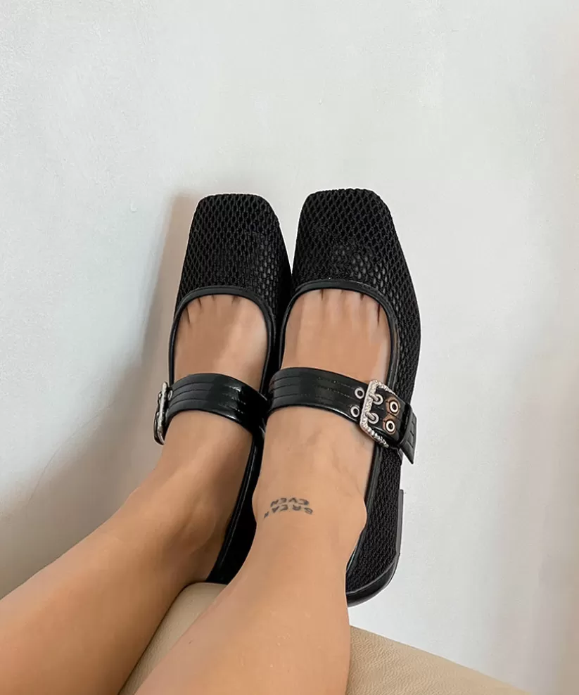 Mary Janes | Ballet Flats | Dolce Vita ARORA BALLET FLATS ONYX WOVEN MESH ONYXWOVENMESH