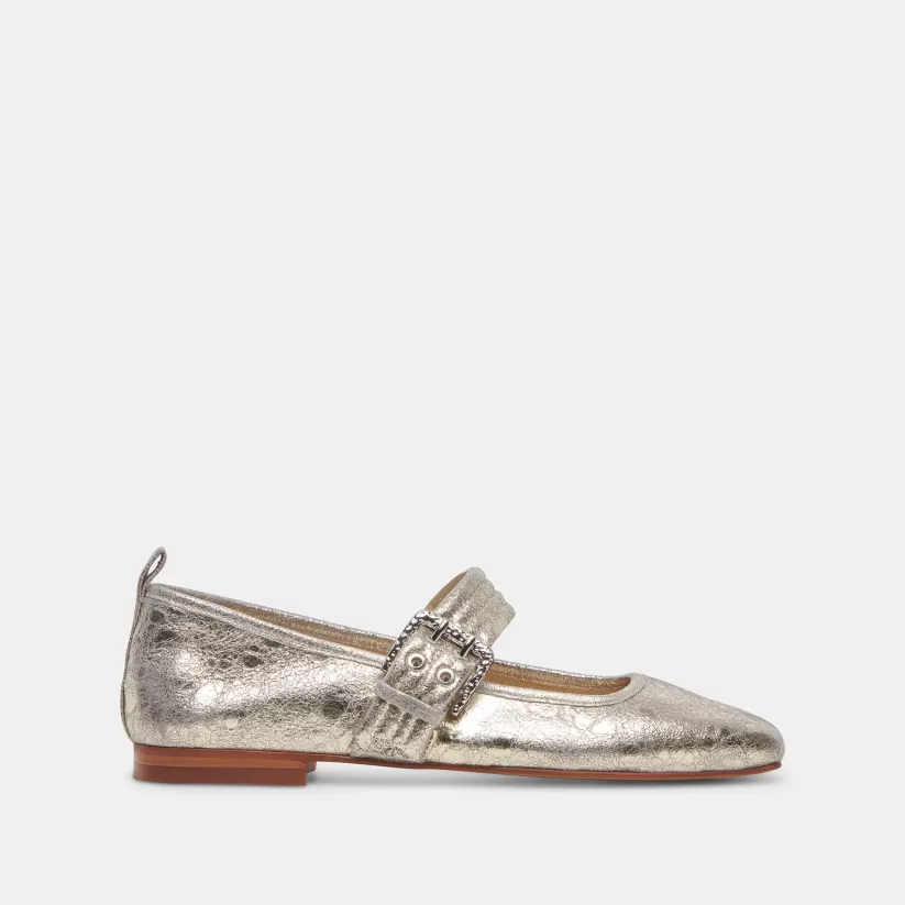 Mary Janes | Make It Metallic | Dolce Vita ARORA BALLET FLATS PLATINUM DISTRESSED LEATHER PLATINUMDISTRESSEDLEATHER