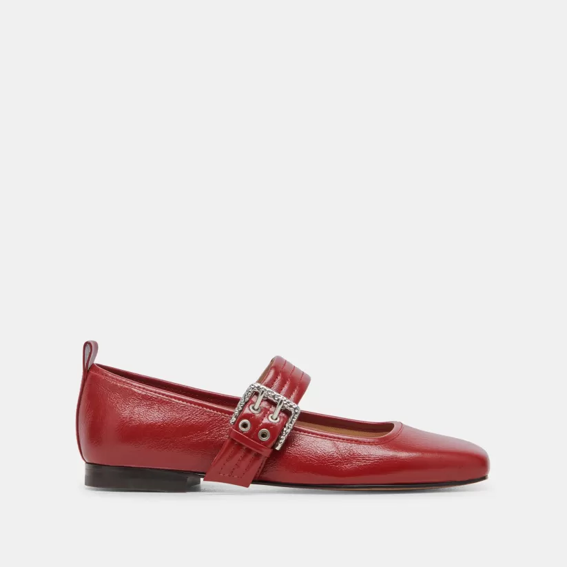 Mary Janes | Ballet Flats | Dolce Vita ARORA BALLET FLATS RED CRINKLE PATENT REDCRINKLEPATENT
