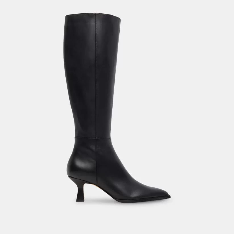 Tall Boots | Wide Calf | Dolce Vita AUGGIE WIDE CALF BOOTS BLACK LEATHER BLACKLEATHER