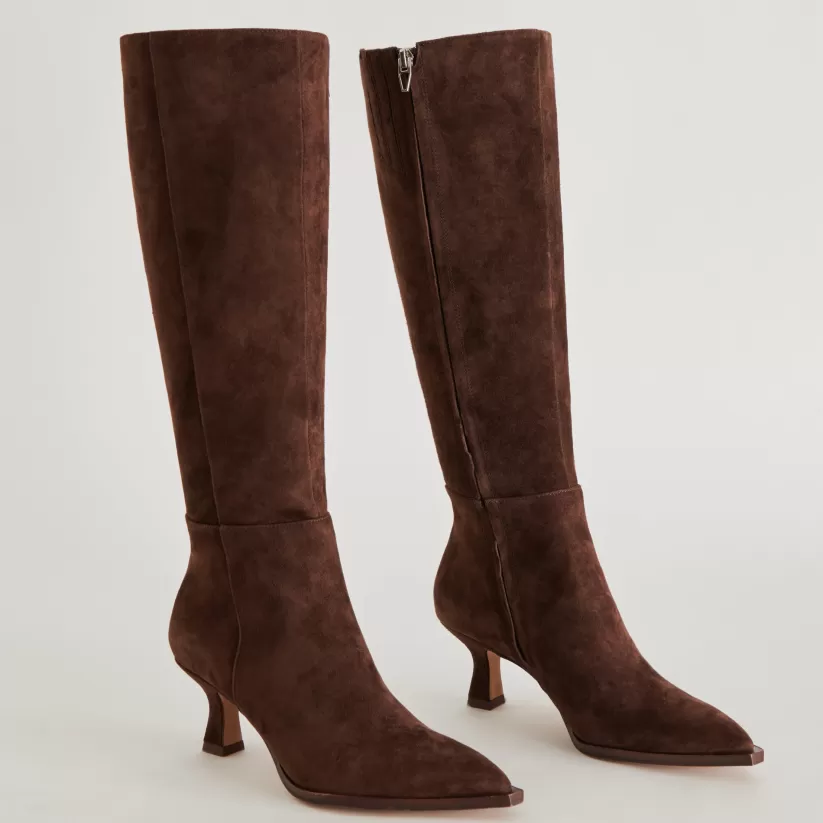 Tall Boots | Wide Calf | Dolce Vita AUGGIE WIDE CALF BOOTS DK BROWN SUEDE DKBROWNSUEDE