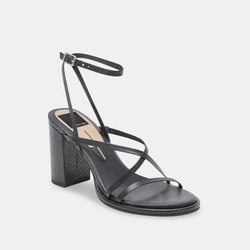 Sandals | Heels | Dolce Vita BARLY HEELS BLACK LEATHER BLACKLEATHER