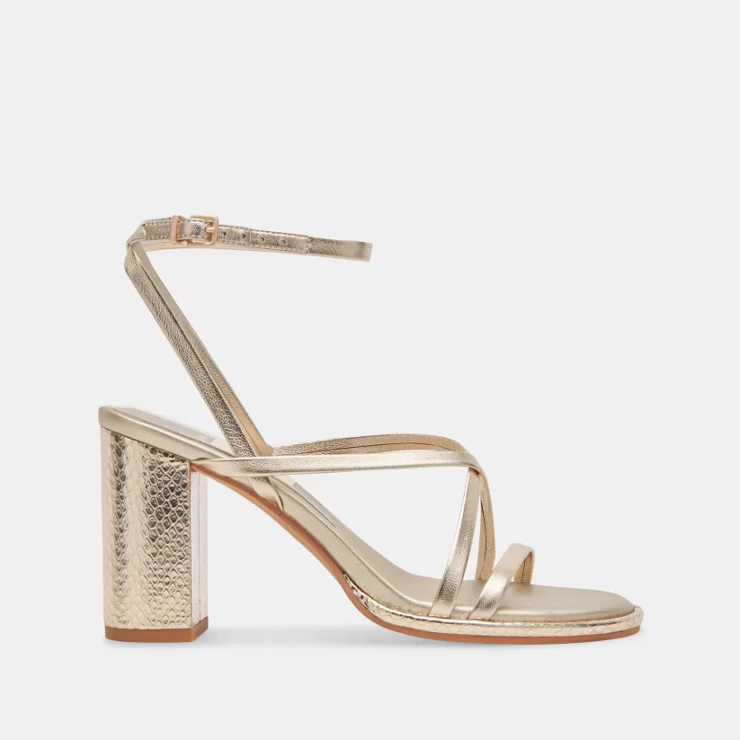 Sandals | Heels | Dolce Vita BARLY HEELS LIGHT GOLD METALLIC LEATHER LIGHTGOLDMETALLICLEATHER