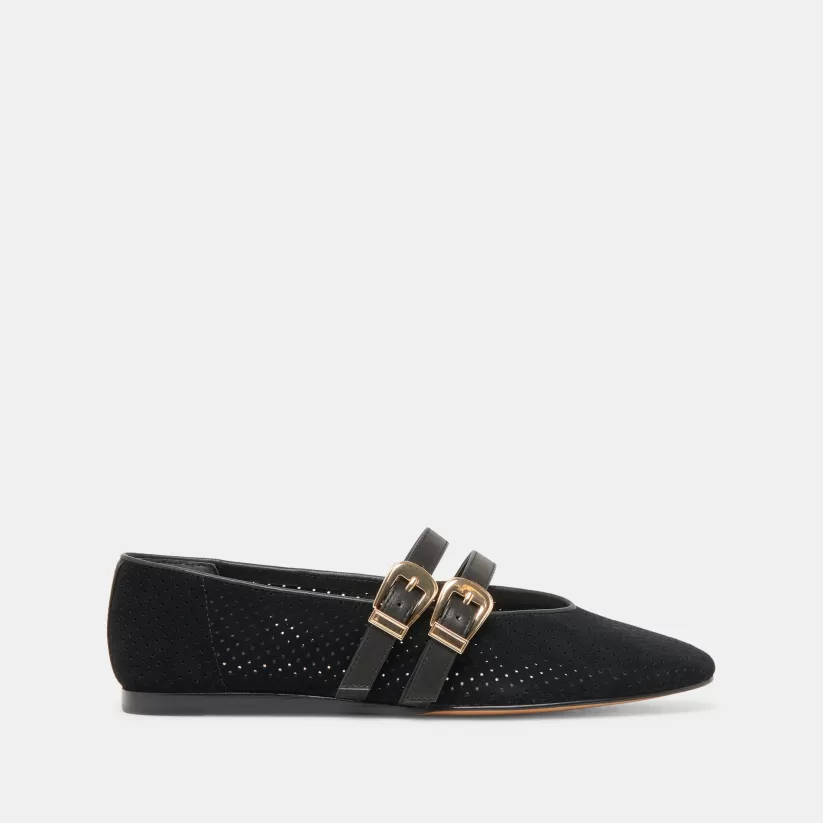 Ballet Flats | Flats & Loafers | Dolce Vita BAYLEE BALLET FLATS ONYX PERFORATED SUEDE ONYXPERFORATEDSUEDE