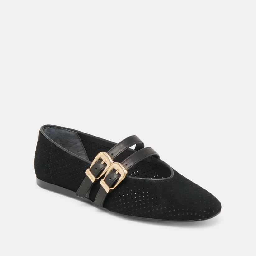 Ballet Flats | Flats & Loafers | Dolce Vita BAYLEE BALLET FLATS ONYX PERFORATED SUEDE ONYXPERFORATEDSUEDE