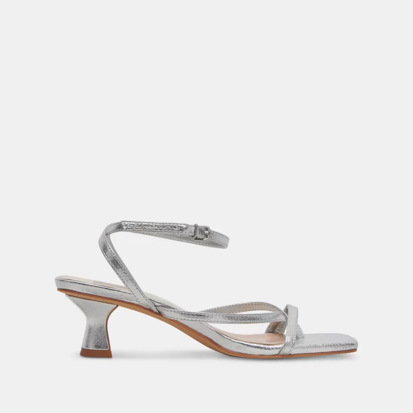 Sandals | Heels | Dolce Vita BAYLOR HEELS SILVER METALLIC LEATHER SILVERMETALLICLEATHER
