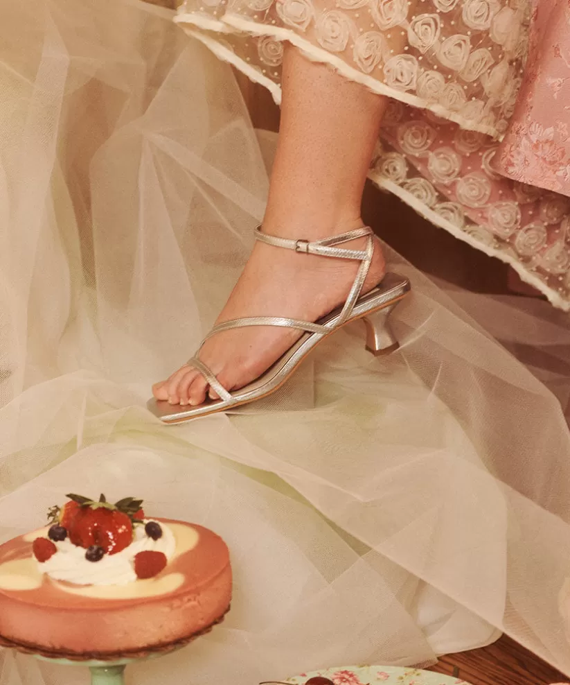 Sandals | Heels | Dolce Vita BAYLOR HEELS SILVER METALLIC LEATHER SILVERMETALLICLEATHER
