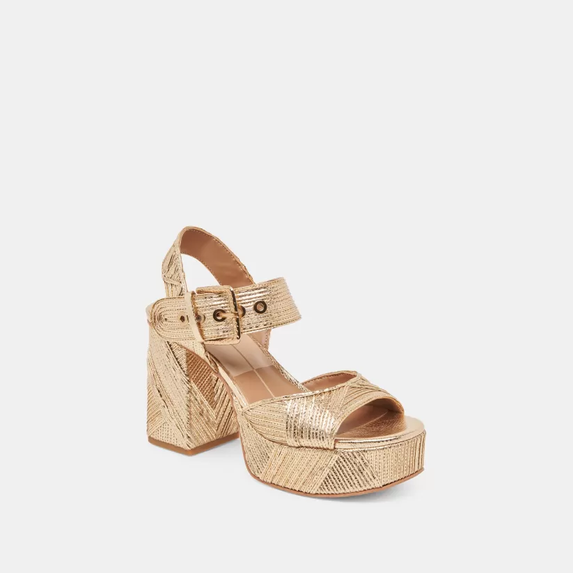 Make It Metallic | Heels | Dolce Vita BOBBY DECO HEELS GOLD WOVEN STELLA GOLDWOVENSTELLA