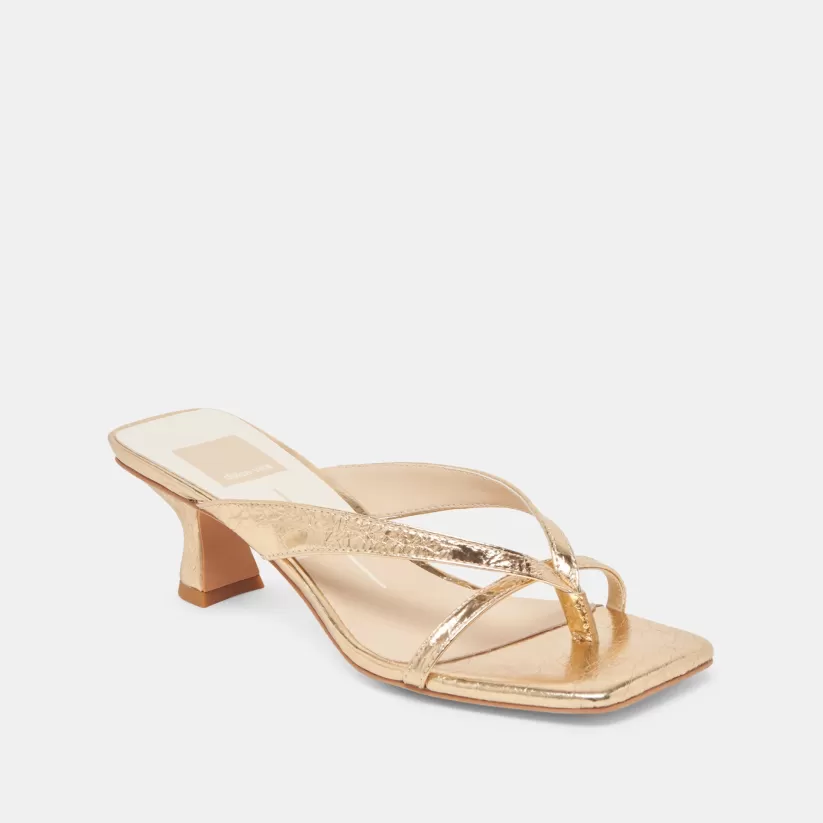 Make It Metallic | Sandals | Dolce Vita BREVEL HEELS GOLD DISTRESSED LEATHER GOLDDISTRESSEDLEATHER