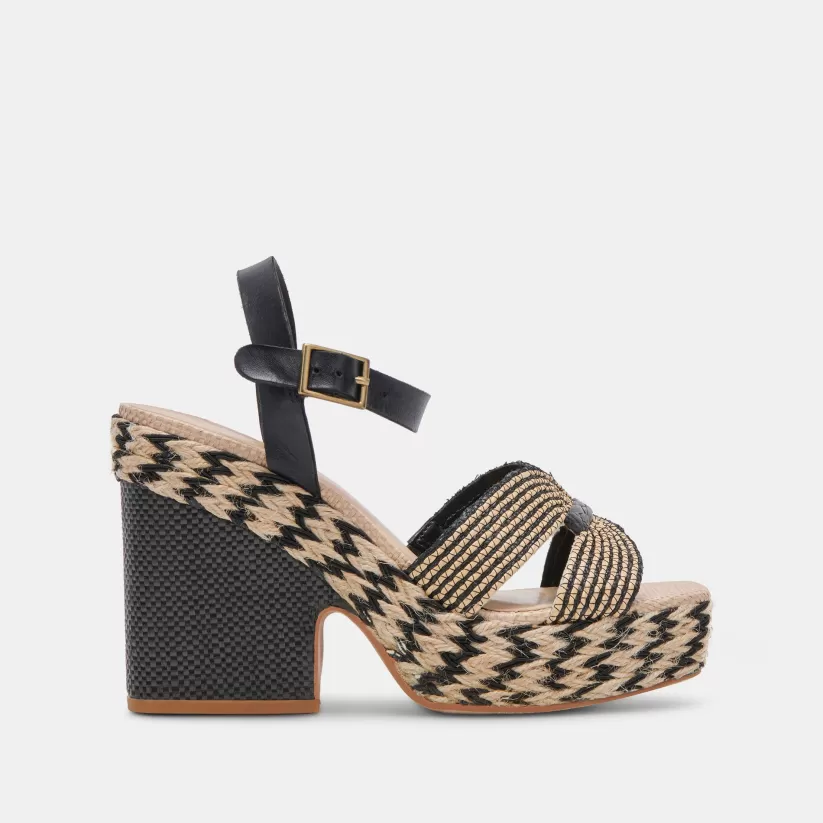 Sandals | Heels | Dolce Vita CALE HEELS BLACK NATURAL RAFFIA BLACKNATURALRAFFIA