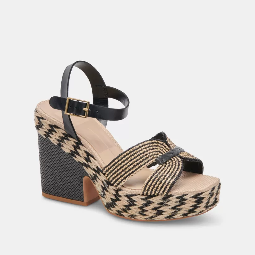Sandals | Heels | Dolce Vita CALE HEELS BLACK NATURAL RAFFIA BLACKNATURALRAFFIA