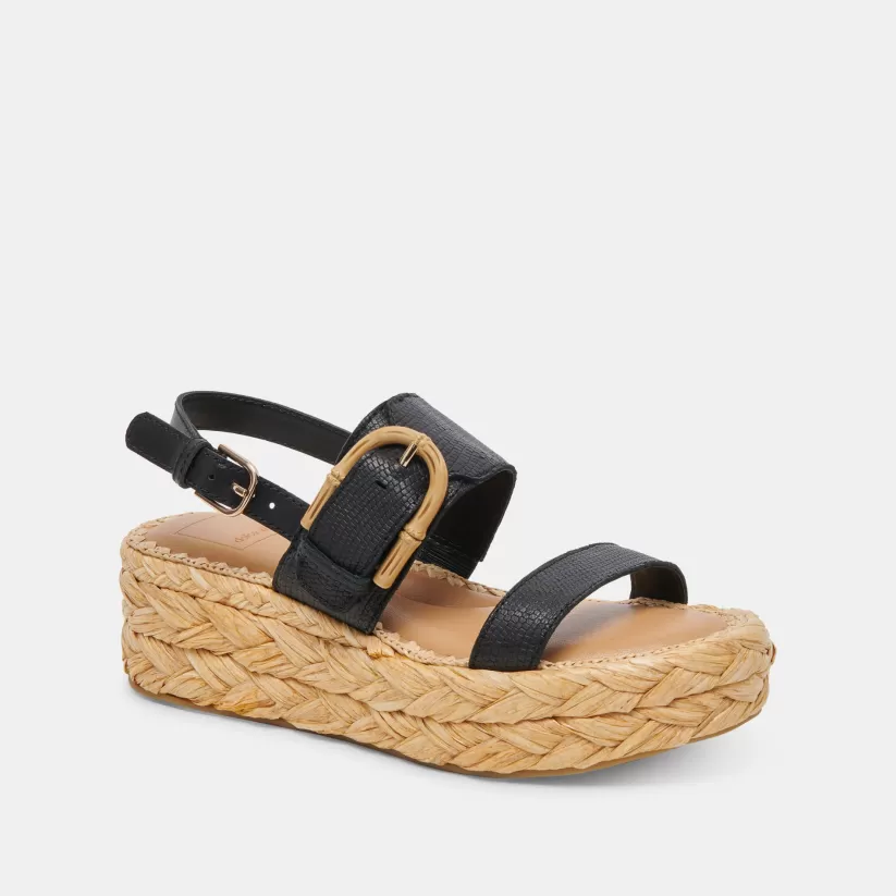 Sandals | Dolce Vita CHERA SANDALS ONYX EMBOSSED LEATHER ONYXEMBOSSEDLEATHER