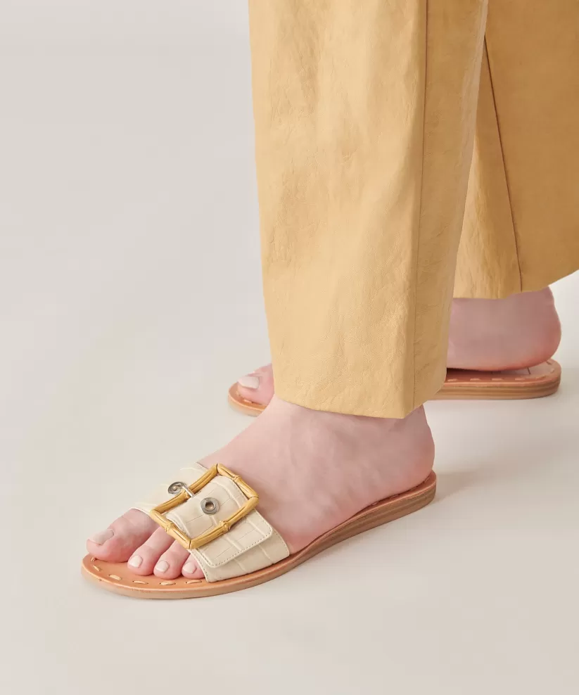 Sandals | Dolce Vita DASA SANDALS EGGSHELL EMBOSSED LEATHER EGGSHELLEMBOSSEDLEATHER