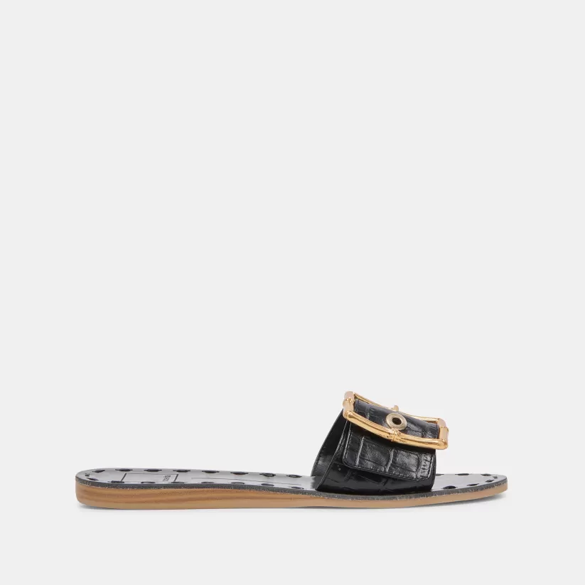 Sandals | Dolce Vita DASA SANDALS NOIR EMBOSSED LEATHER NOIREMBOSSEDLEATHER