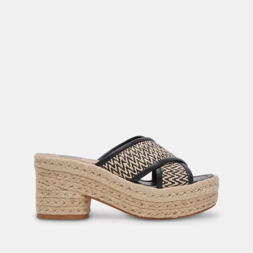 Wedges | Sandals | Dolce Vita ELDORA HEELS WHITE BLACK RAFFIA WHITEBLACKRAFFIA
