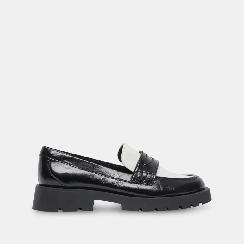 Wide Widths | Dolce Vita ELIAS WIDE FLATS BLACK WHITE CRINKLE PATENT BLACKWHITECRINKLEPATENT