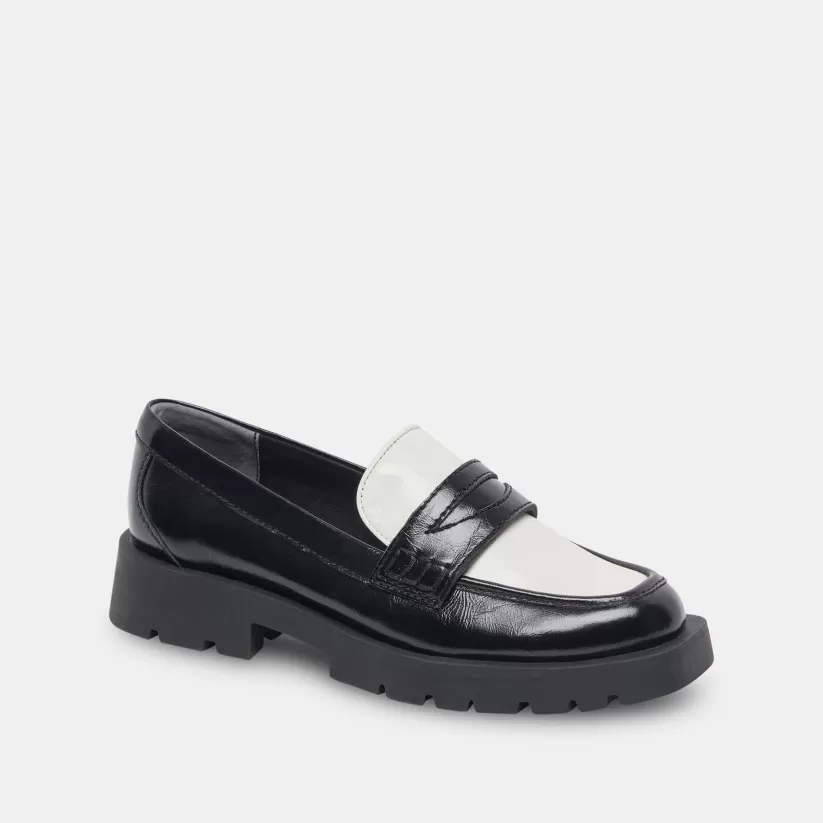 Wide Widths | Dolce Vita ELIAS WIDE FLATS BLACK WHITE CRINKLE PATENT BLACKWHITECRINKLEPATENT
