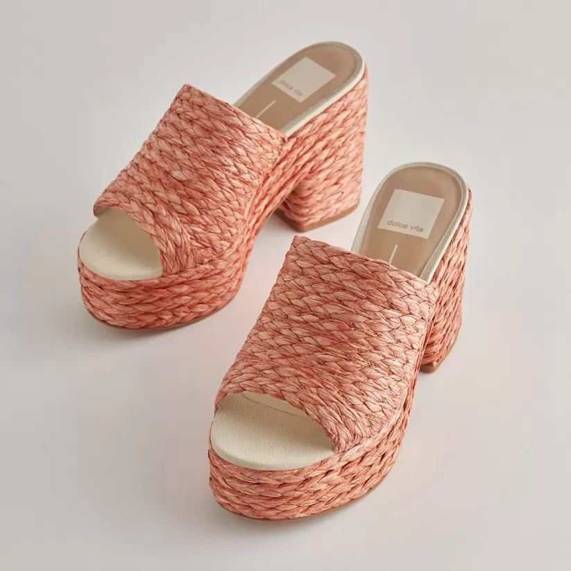 Wedges | Dolce Vita ELORA HEELS ORANGE RAFFIA ORANGERAFFIA