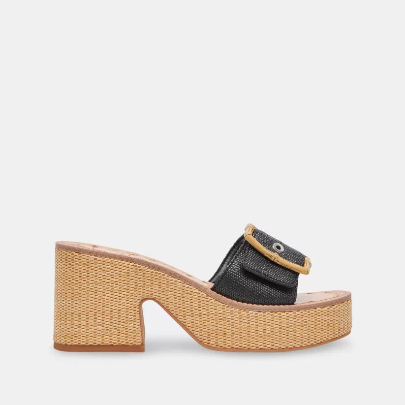 Sandals | Heels | Dolce Vita ERA HEELS ONYX RAFFIA ONYXRAFFIA