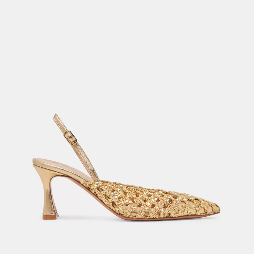 Make It Metallic | Heels | Dolce Vita GLORIA HEELS GOLD WOVEN GOLDWOVEN
