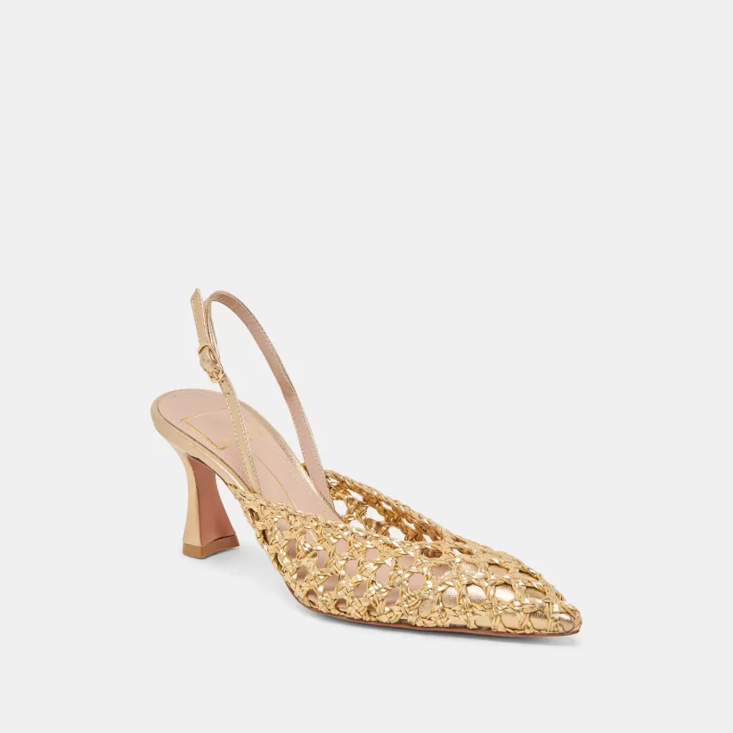 Make It Metallic | Heels | Dolce Vita GLORIA HEELS GOLD WOVEN GOLDWOVEN