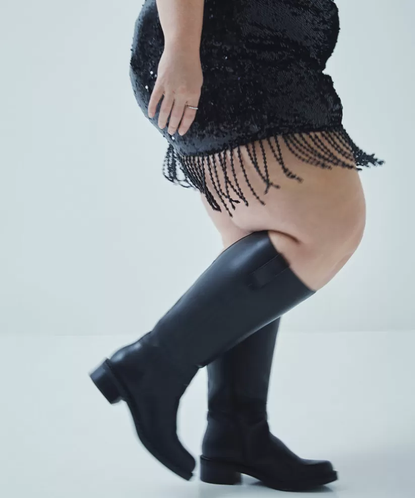 Tall Boots | Extra Wide Calf | Dolce Vita GLORY H2O EXTRA WIDE CALF BOOTS BLACK LEATHER BLACKLEATHER