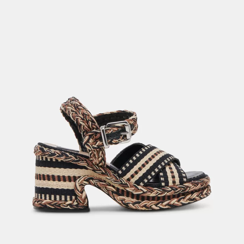 Wedges | Sandals | Dolce Vita GRAYCE HEELS BLACK MULTI WOVEN BLACKMULTIWOVEN
