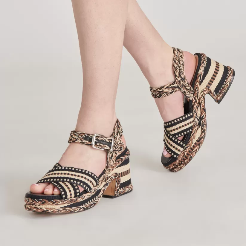 Wedges | Sandals | Dolce Vita GRAYCE HEELS BLACK MULTI WOVEN BLACKMULTIWOVEN