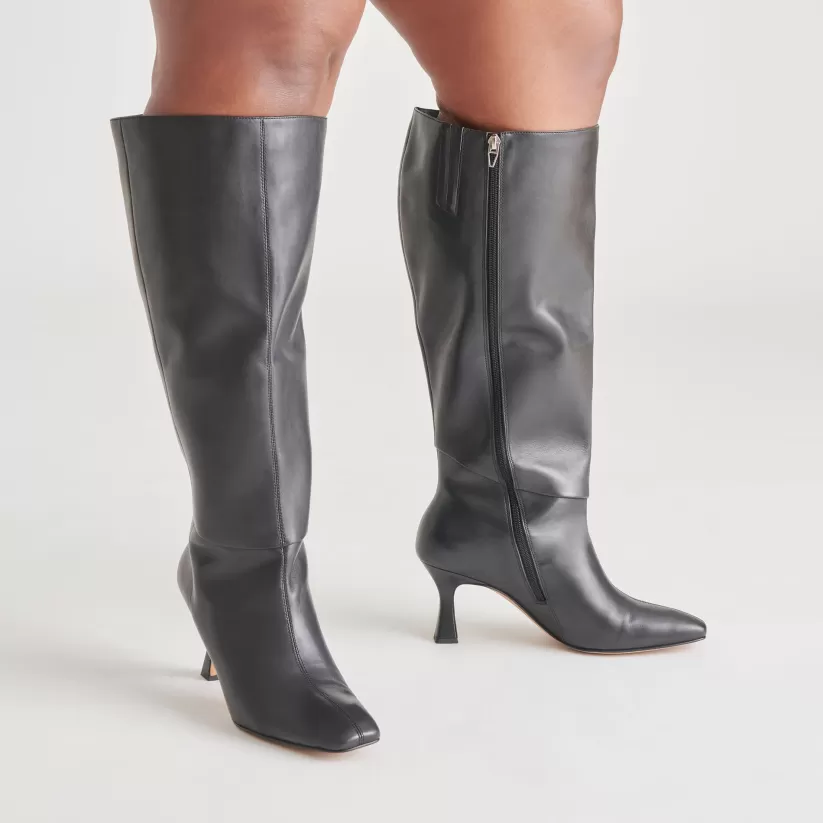 Tall Boots | Extra Wide Calf | Dolce Vita GYRA EXTRA WIDE CALF BOOTS BLACK LEATHER BLACKLEATHER