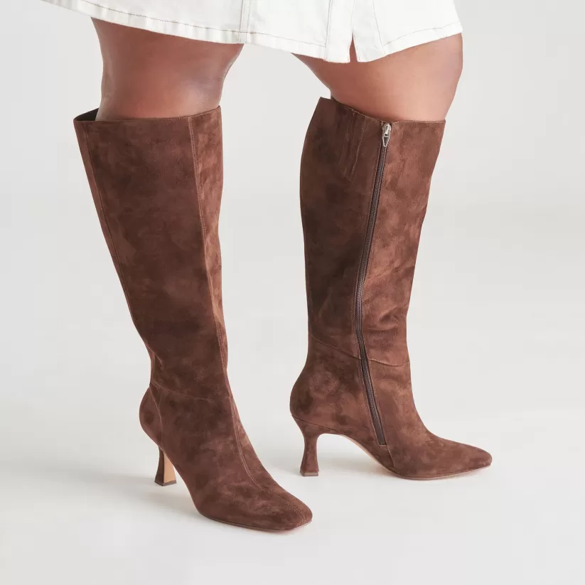 Tall Boots | Extra Wide Calf | Dolce Vita GYRA EXTRA WIDE CALF BOOTS DK BROWN SUEDE DKBROWNSUEDE