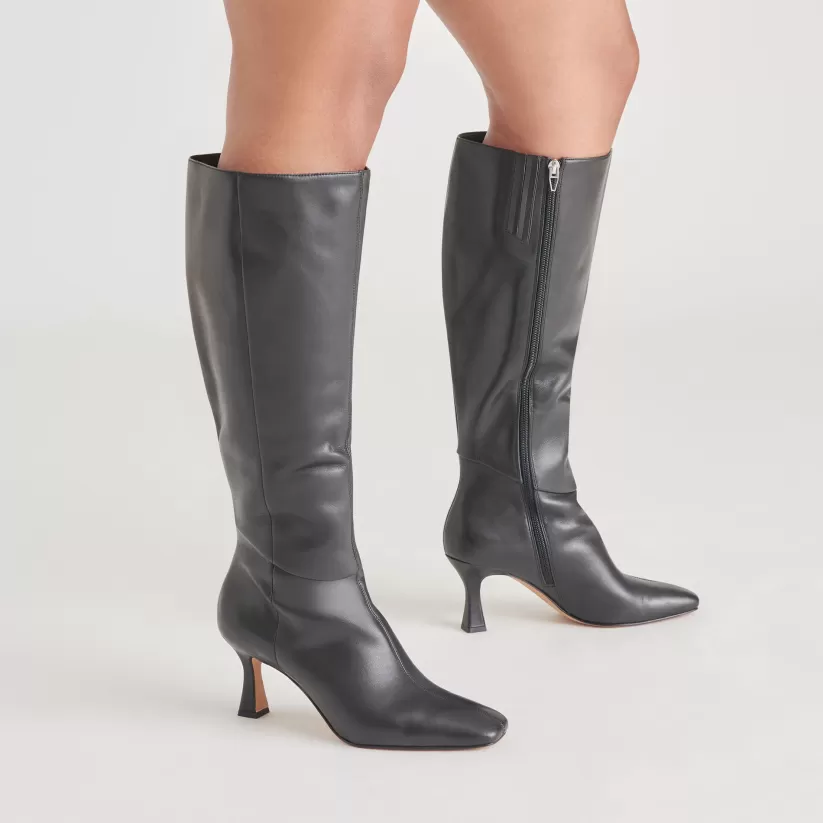Tall Boots | Wide Calf | Dolce Vita GYRA WIDE CALF BOOTS BLACK LEATHER BLACKLEATHER