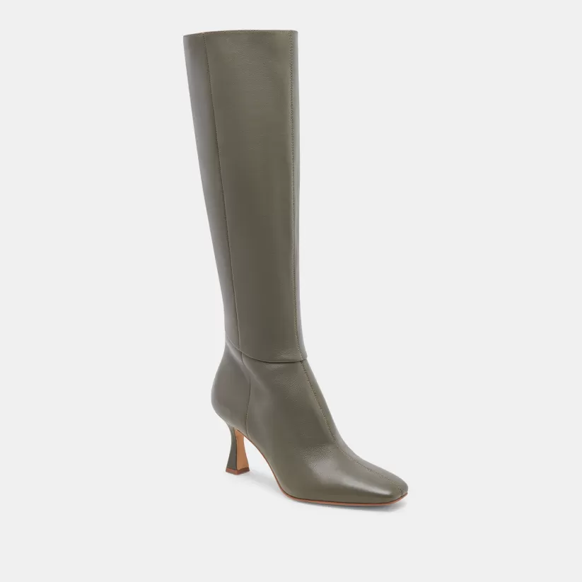 Tall Boots | Wide Calf | Dolce Vita GYRA WIDE CALF BOOTS DARK OLIVE LEATHER DARKOLIVELEATHER