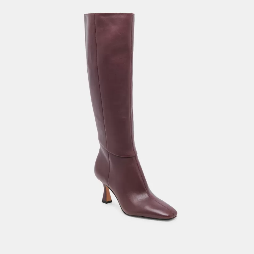 Tall Boots | Wide Calf | Dolce Vita GYRA WIDE CALF BOOTS WINE LEATHER WINELEATHER