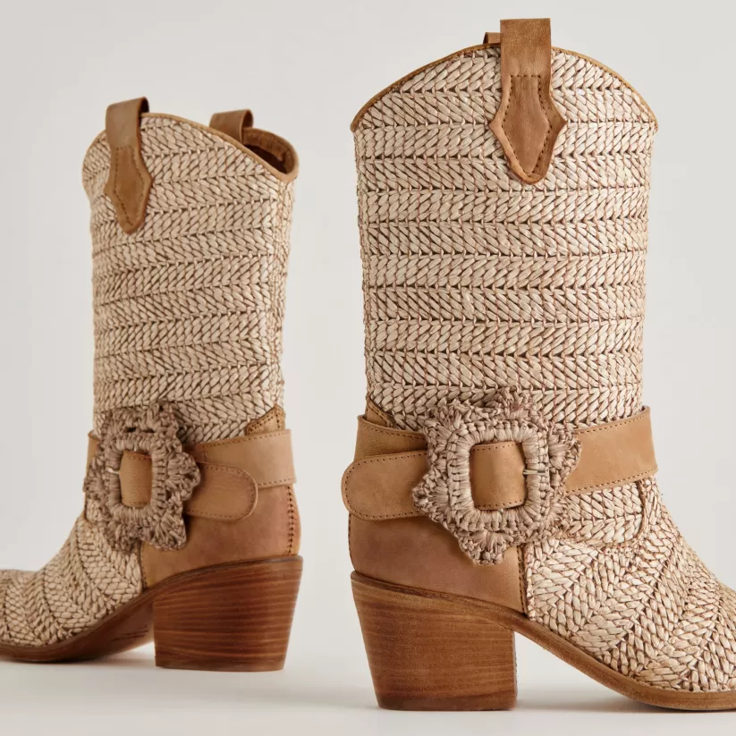 Western Inspired | Dolce Vita HOSS BOOTS BROWN MULTI RAFFIA BROWNMULTIRAFFIA
