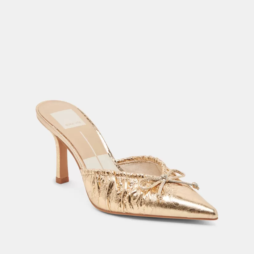 Make It Metallic | Mules & Clogs | Dolce Vita KAIRI HEELS GOLD DISTRESSED LEATHER GOLDDISTRESSEDLEATHER