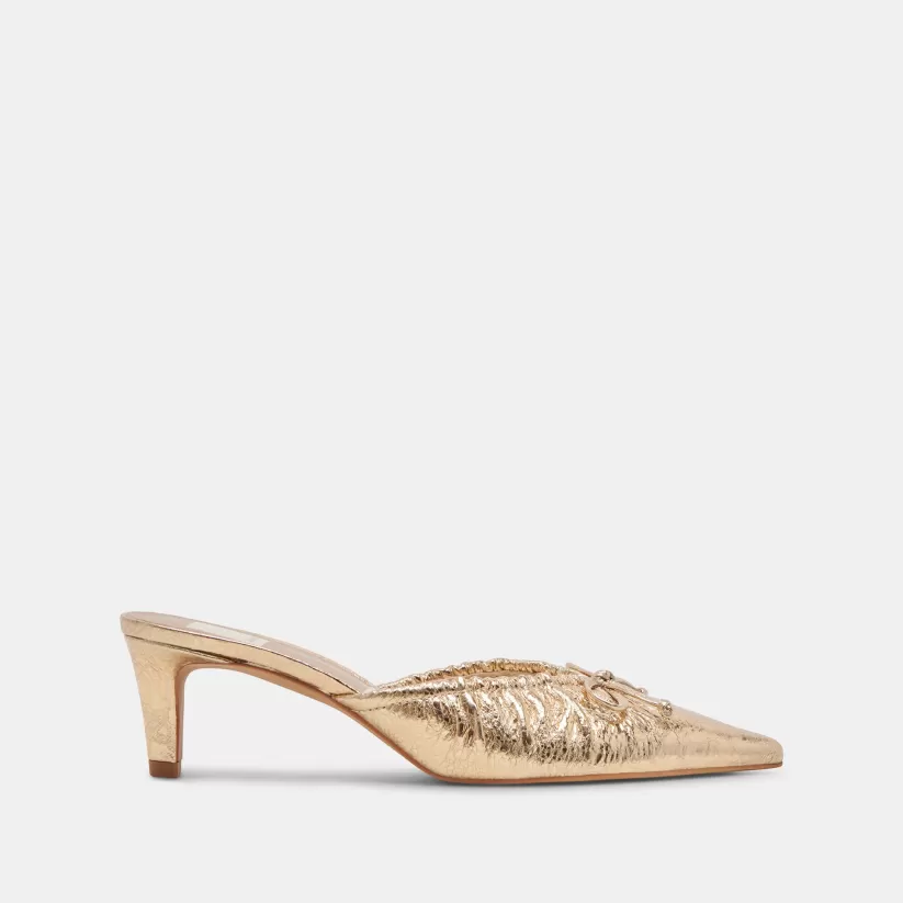 Make It Metallic | Mules & Clogs | Dolce Vita KAIRI MID HEELS GOLD DISTRESSED LEATHER GOLDDISTRESSEDLEATHER