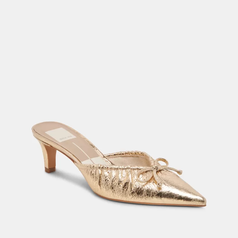 Make It Metallic | Mules & Clogs | Dolce Vita KAIRI MID HEELS GOLD DISTRESSED LEATHER GOLDDISTRESSEDLEATHER