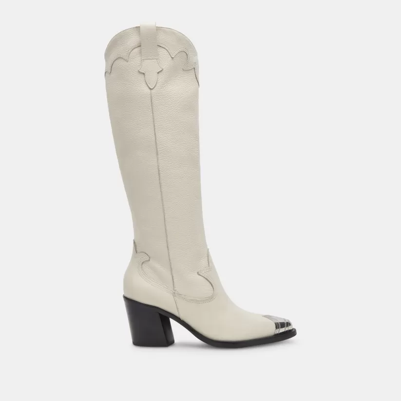 Western Inspired | Tall Boots | Dolce Vita KAMRYN BOOTS OFF WHITE LEATHER OFFWHITELEATHER