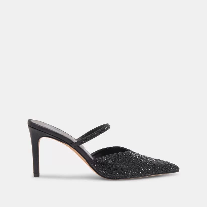 Make It Metallic | Mules & Clogs | Dolce Vita KANIKA CRYSTAL HEELS BLACK METALLIC FABRIC BLACKMETALLICFABRIC
