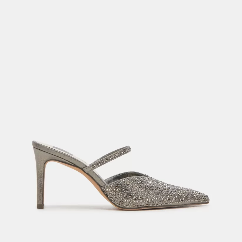 Mules & Clogs | Heels | Dolce Vita KANIKA CRYSTAL HEELS GUNMETAL FABRIC GUNMETALFABRIC