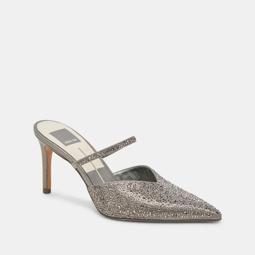 Mules & Clogs | Heels | Dolce Vita KANIKA CRYSTAL HEELS GUNMETAL FABRIC GUNMETALFABRIC